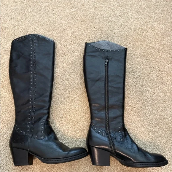 Born Kamryn Black Leather Knee-High Boots - Picture 6 of 10